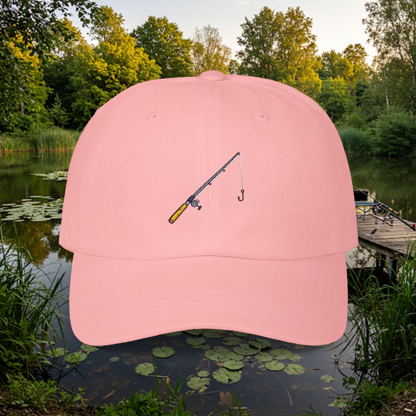 Embroidered Classic Dad Cap - Fishing Pole