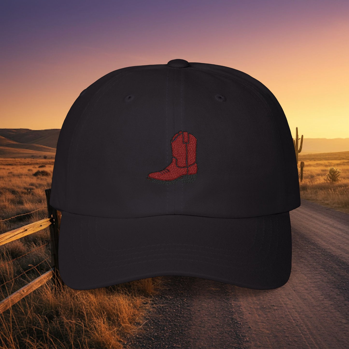 Embroidered Classic Dad Cap - Cowboy Boot