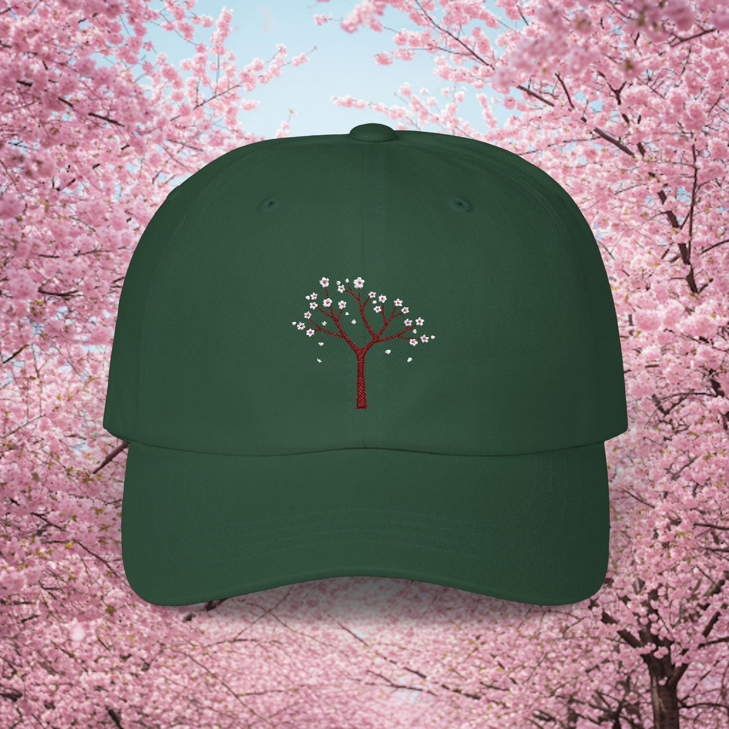 Embroidered Classic Dad Cap - Cherry Blossom
