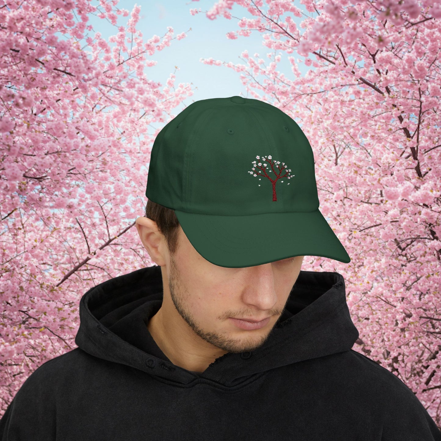 Embroidered Classic Dad Cap - Cherry Blossom