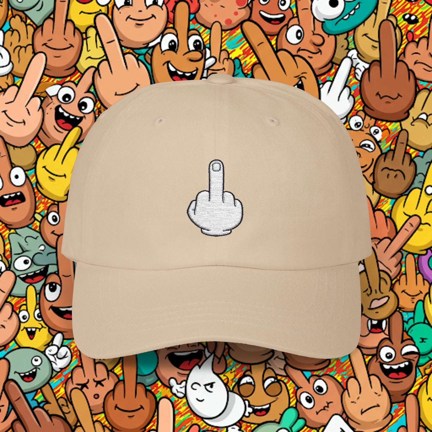 Embroidered Classic Dad Cap - Middle Finger