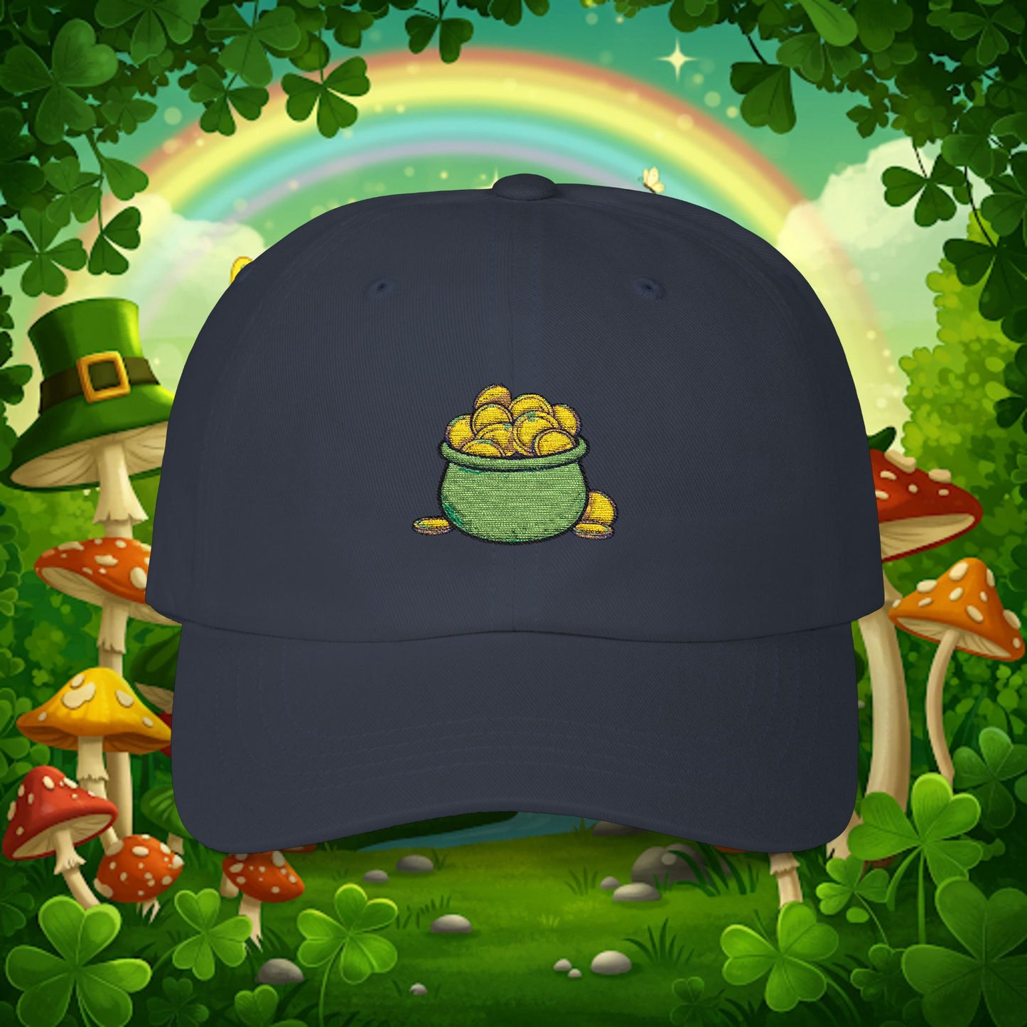 Embroidered Classic Dad Cap - Pot Of Gold
