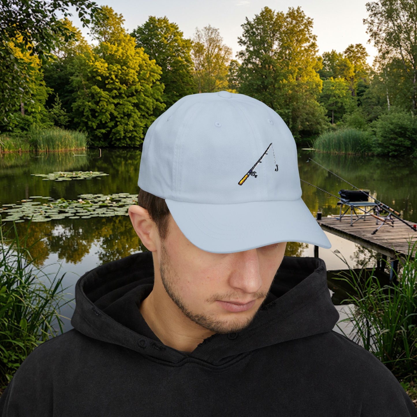 Embroidered Classic Dad Cap - Fishing Pole