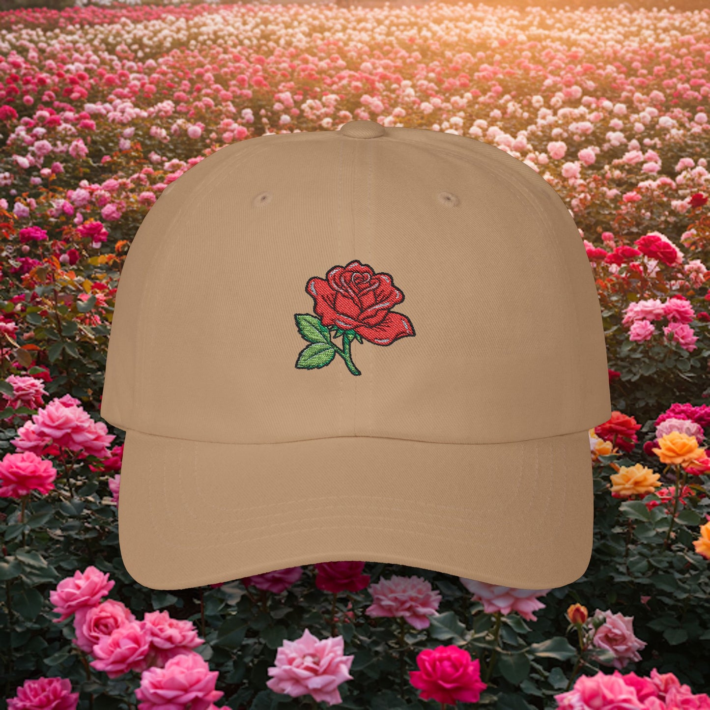 Embroidered Classic Dad Cap - Rose