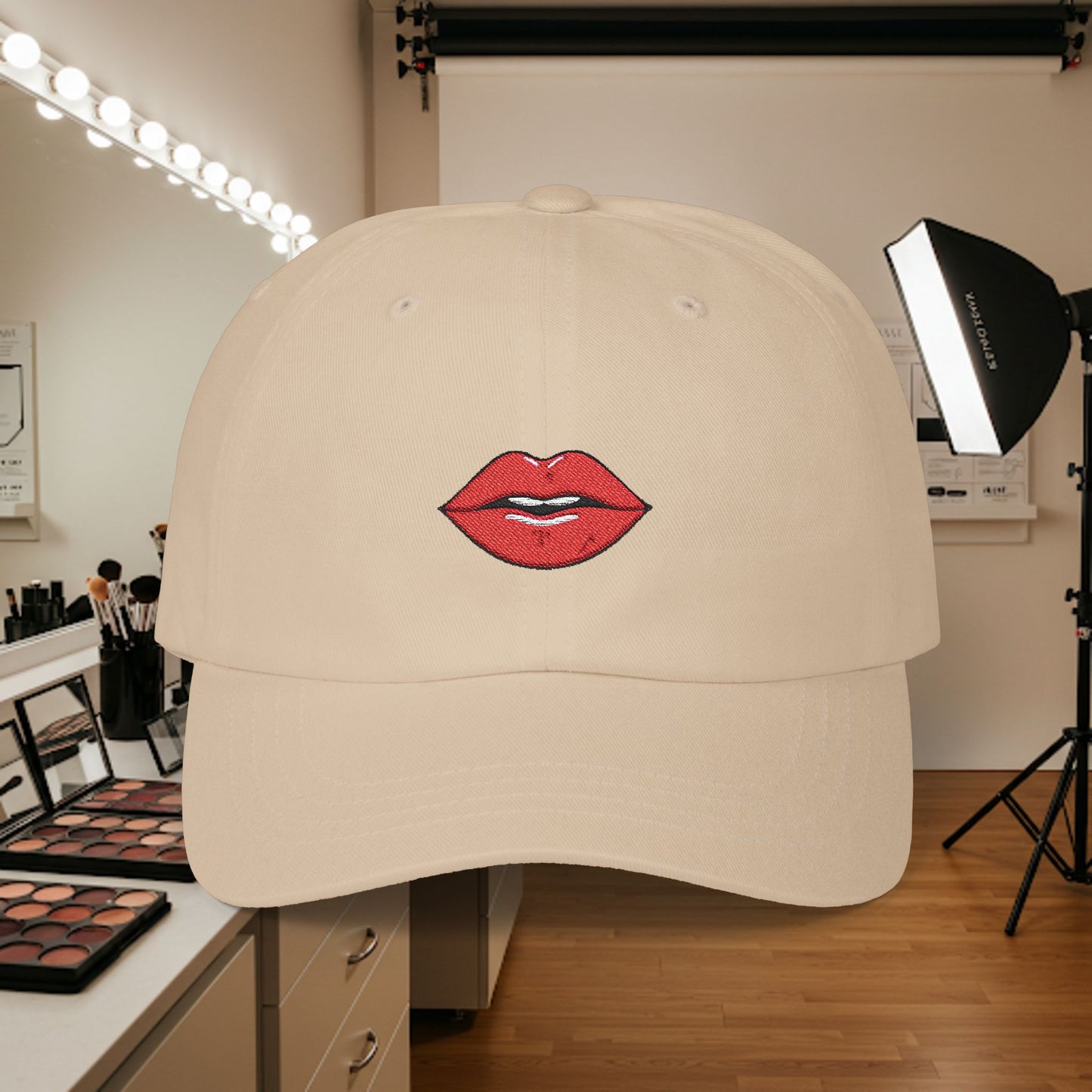 Embroidered Classic Dad Cap - Red Lips