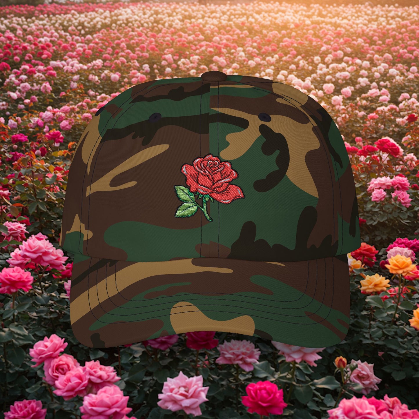 Embroidered Classic Dad Cap - Rose