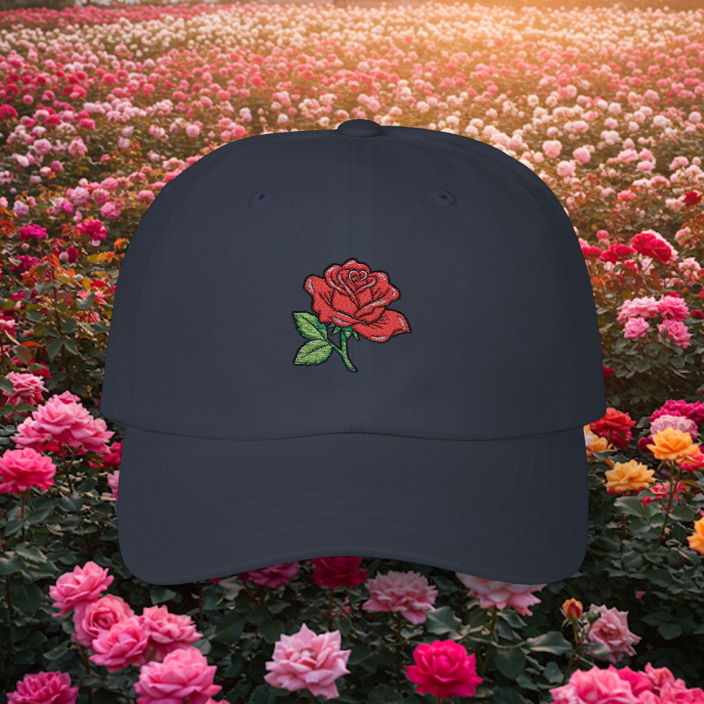 Embroidered Classic Dad Cap - Rose