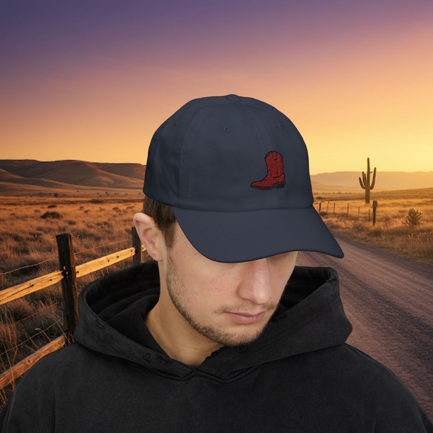 Embroidered Classic Dad Cap - Cowboy Boot
