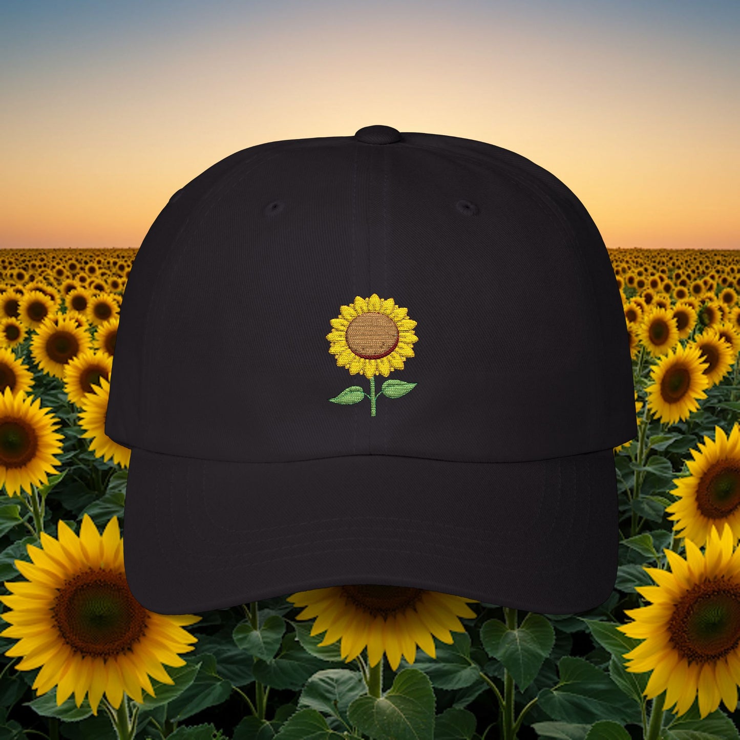 Embroidered Classic Dad Cap - Sunflower