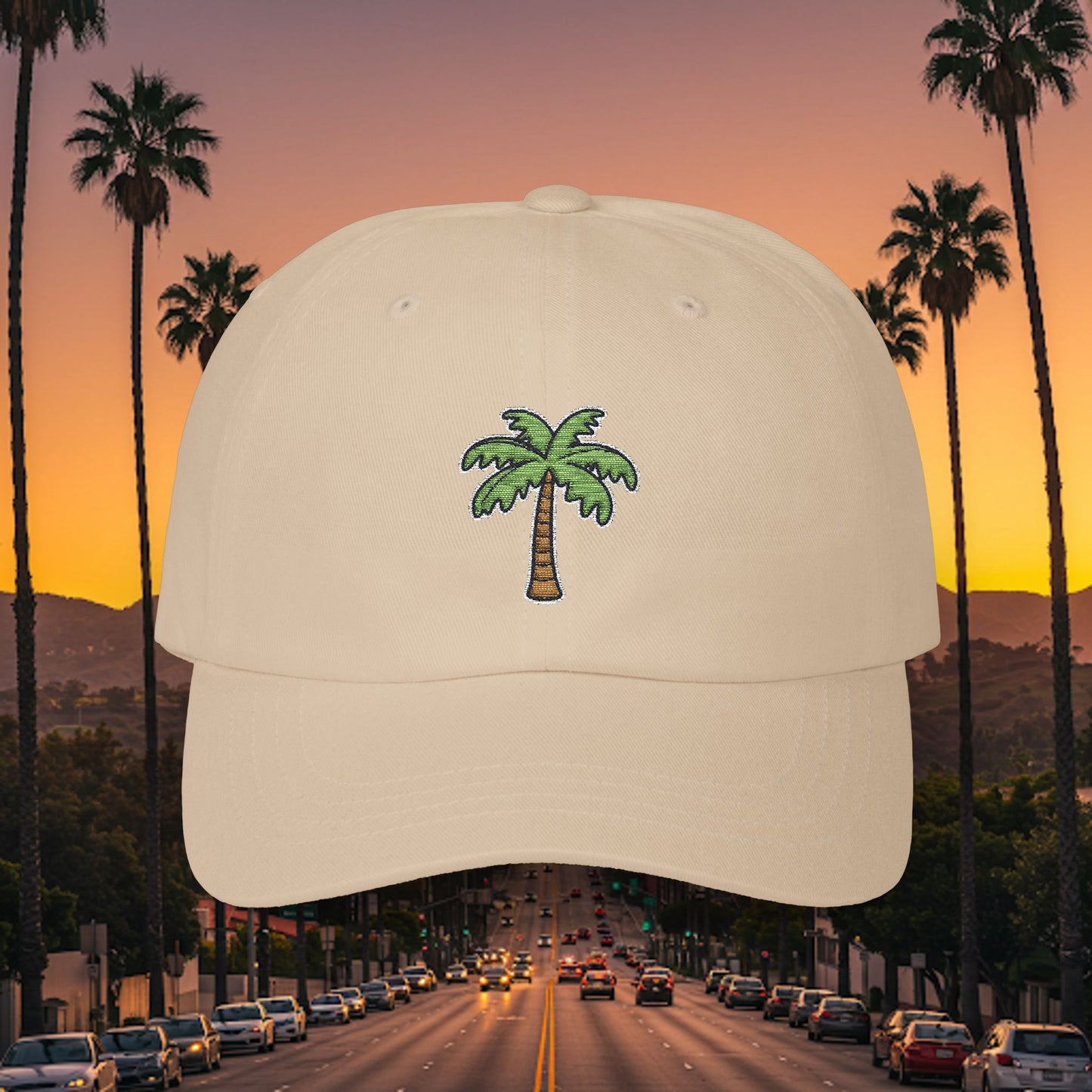 Embroidered Classic Dad Cap - Palm Tree