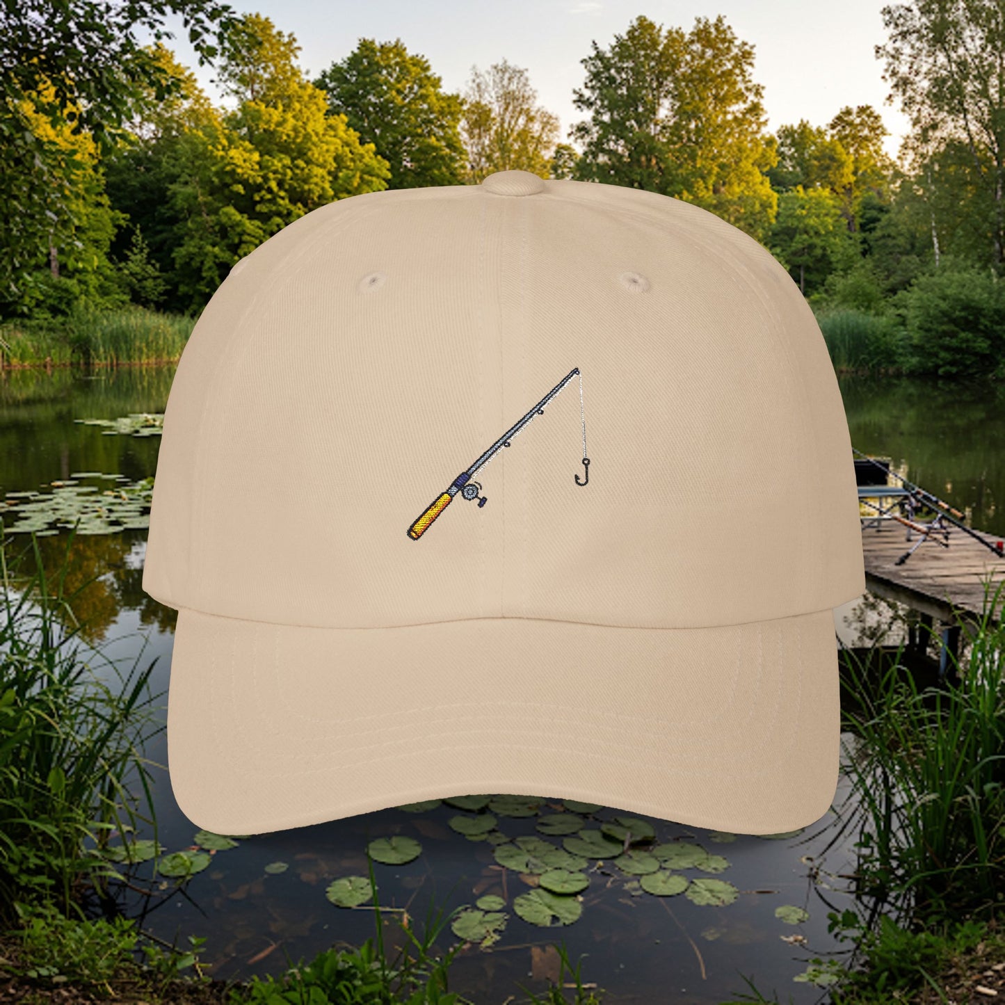 Embroidered Classic Dad Cap - Fishing Pole