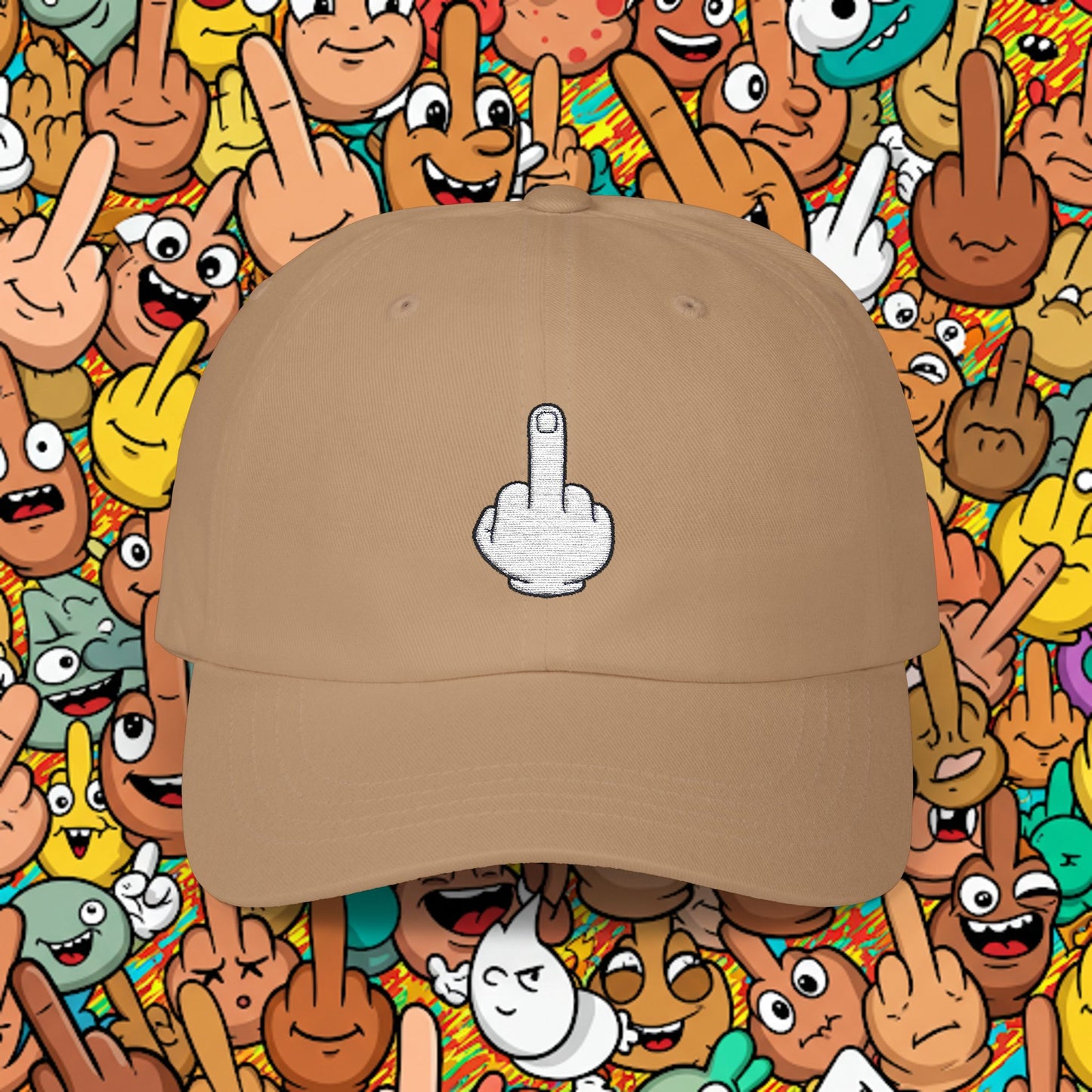 Embroidered Classic Dad Cap - Middle Finger