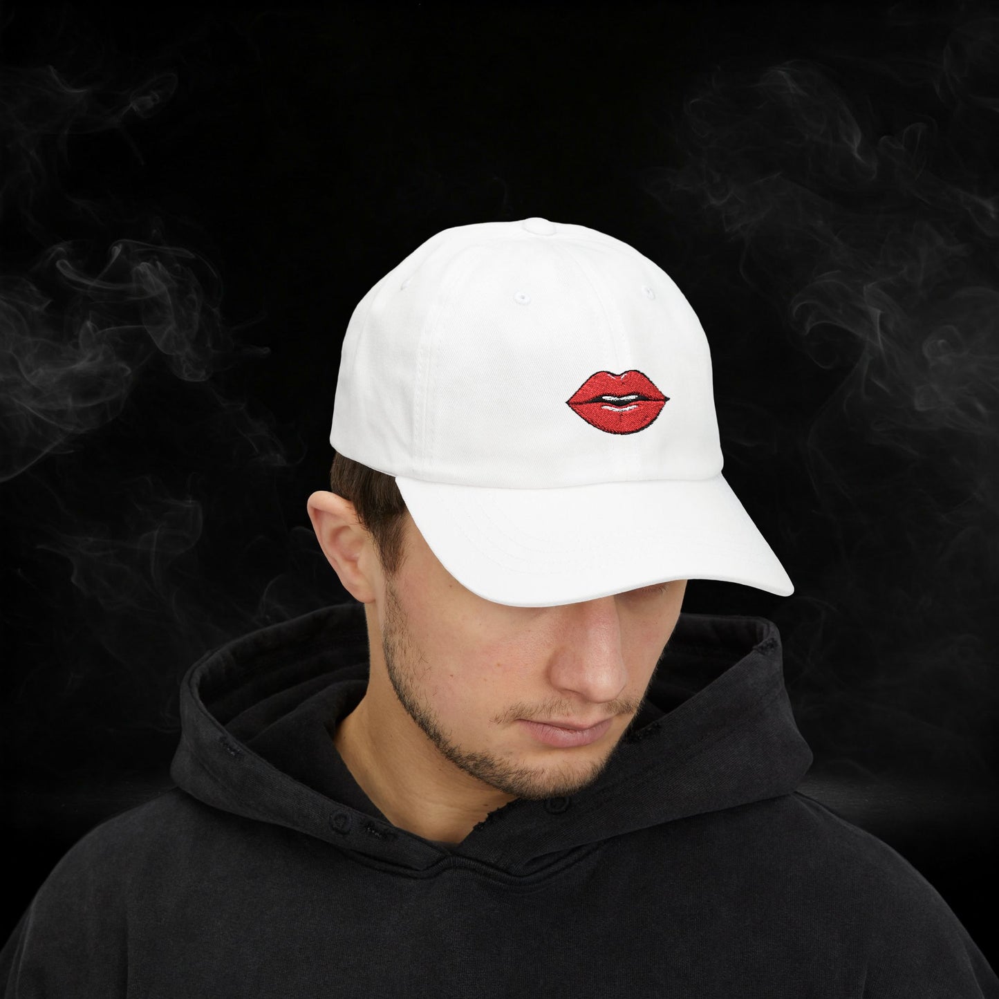 Embroidered Classic Dad Cap - Red Lips