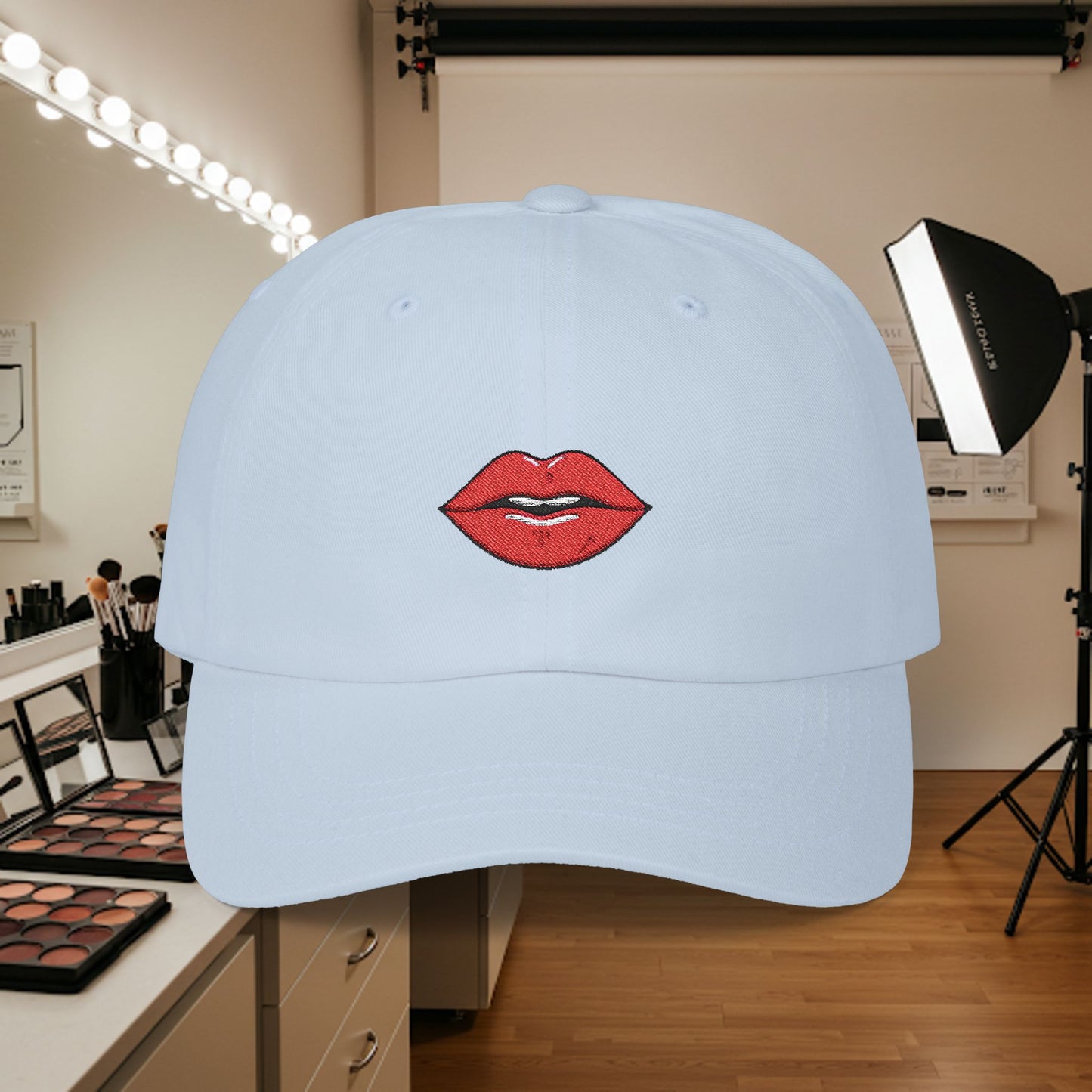 Embroidered Classic Dad Cap - Red Lips