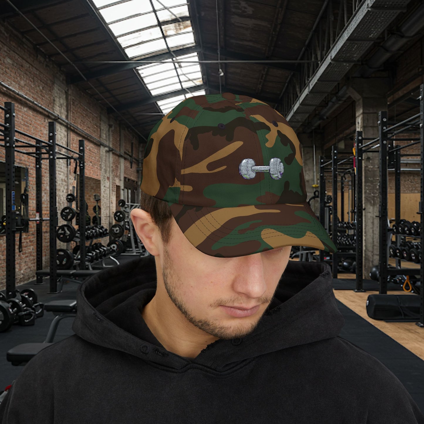 Embroidered Classic Dad Cap - Dumbbell