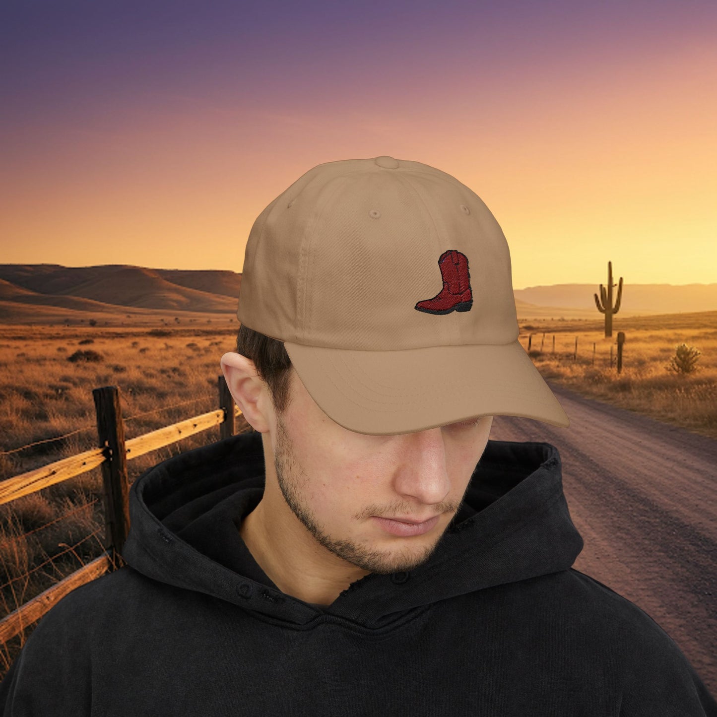 Embroidered Classic Dad Cap - Cowboy Boot