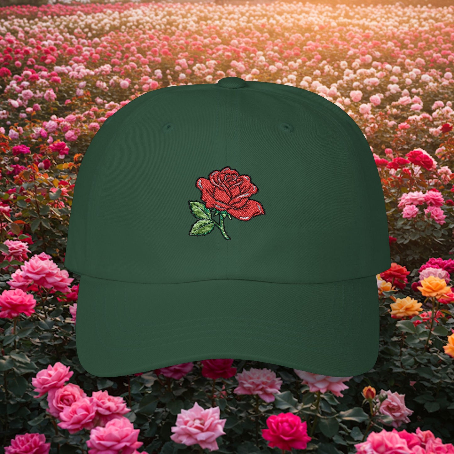 Embroidered Classic Dad Cap - Rose