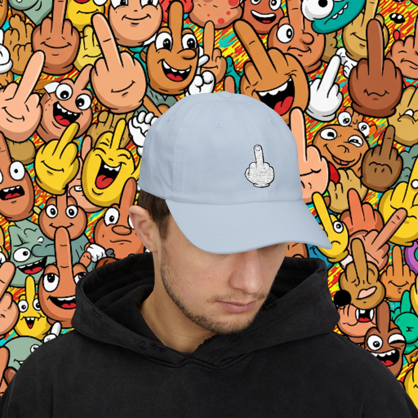 Embroidered Classic Dad Cap - Middle Finger