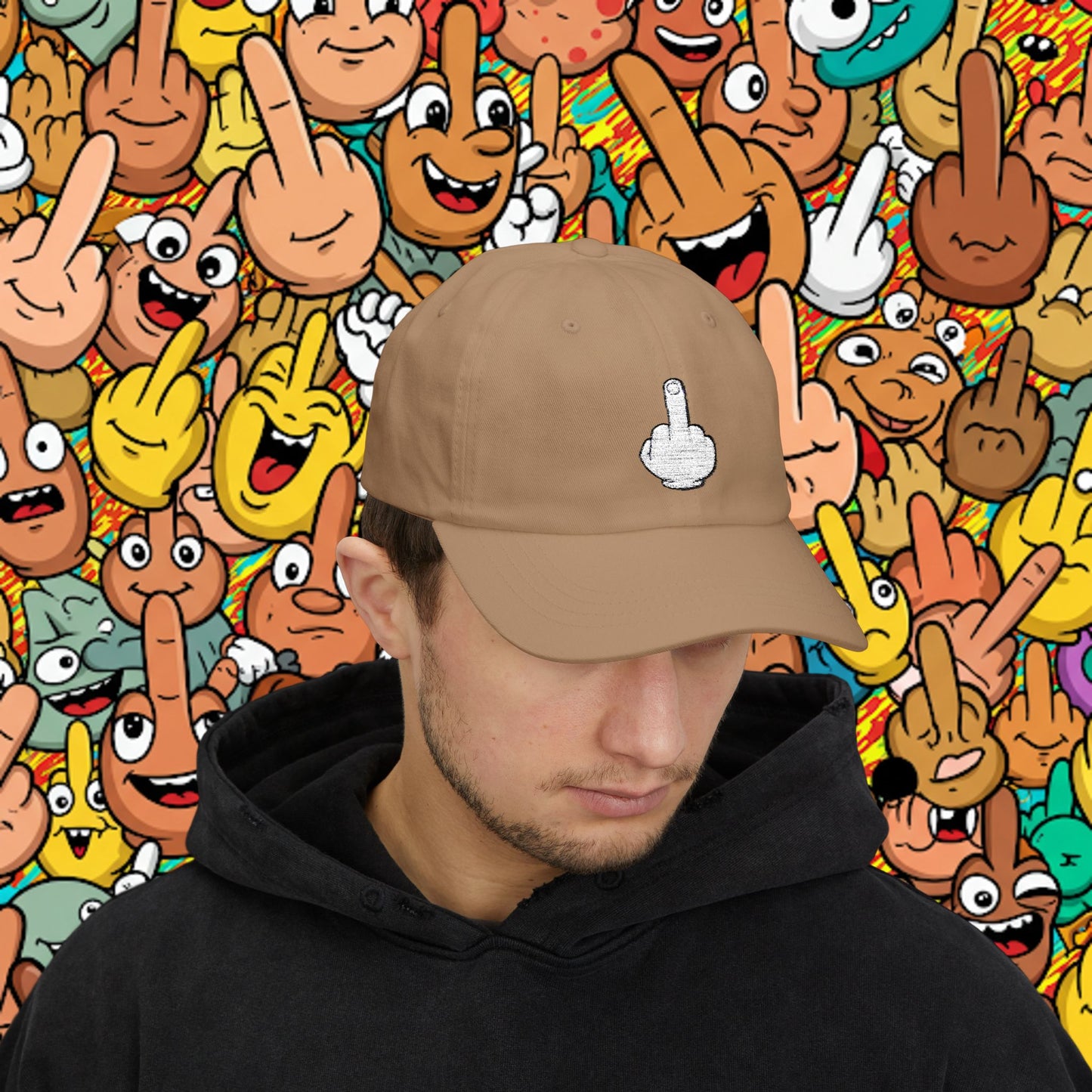 Embroidered Classic Dad Cap - Middle Finger