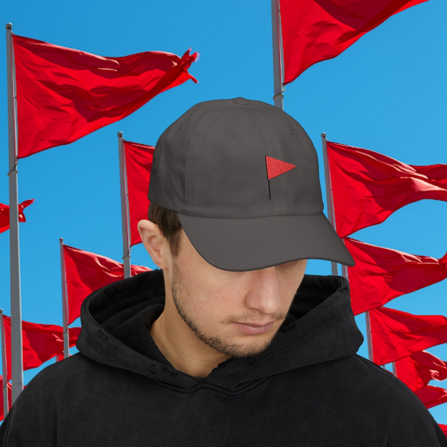Embroidered Classic Dad Cap - Red Flag