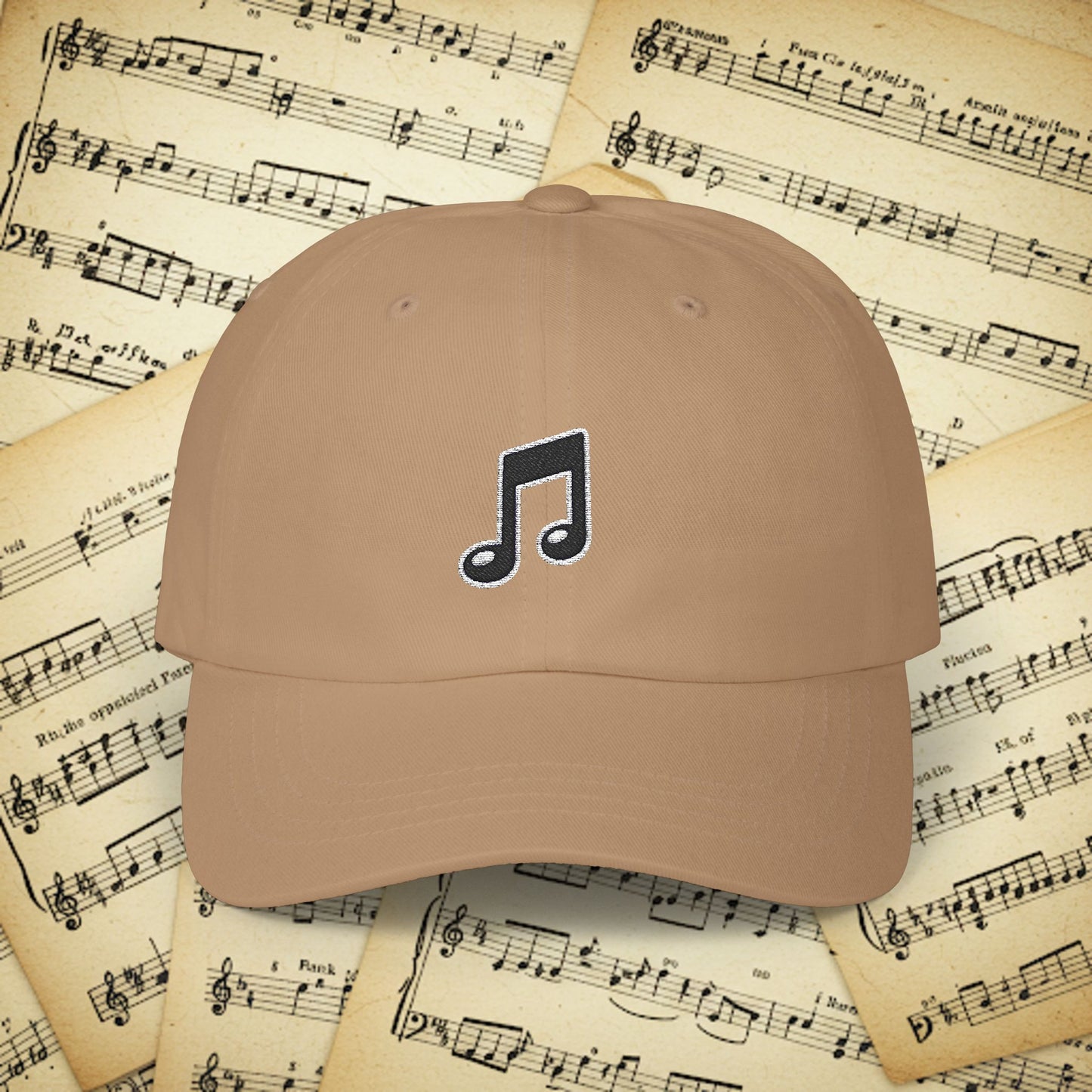 Embroidered Classic Dad Cap - Music Note