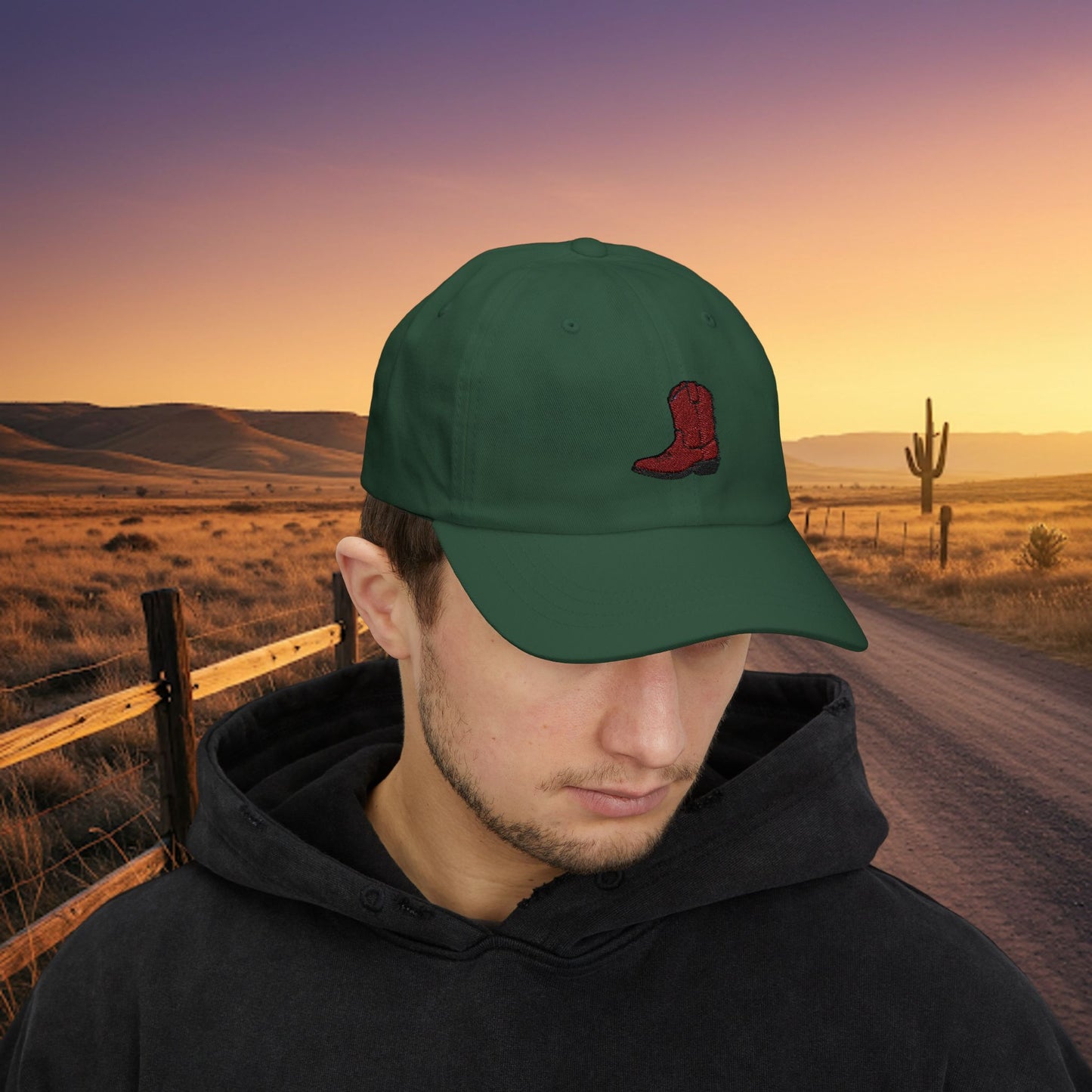 Embroidered Classic Dad Cap - Cowboy Boot