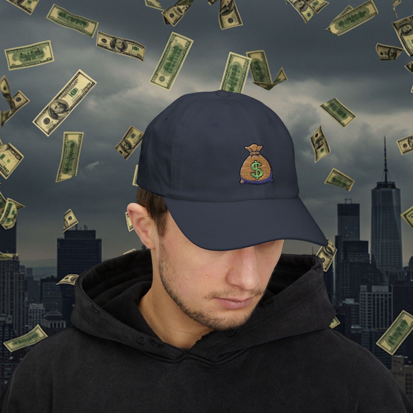 Embroidered Classic Dad Cap - Money Bag