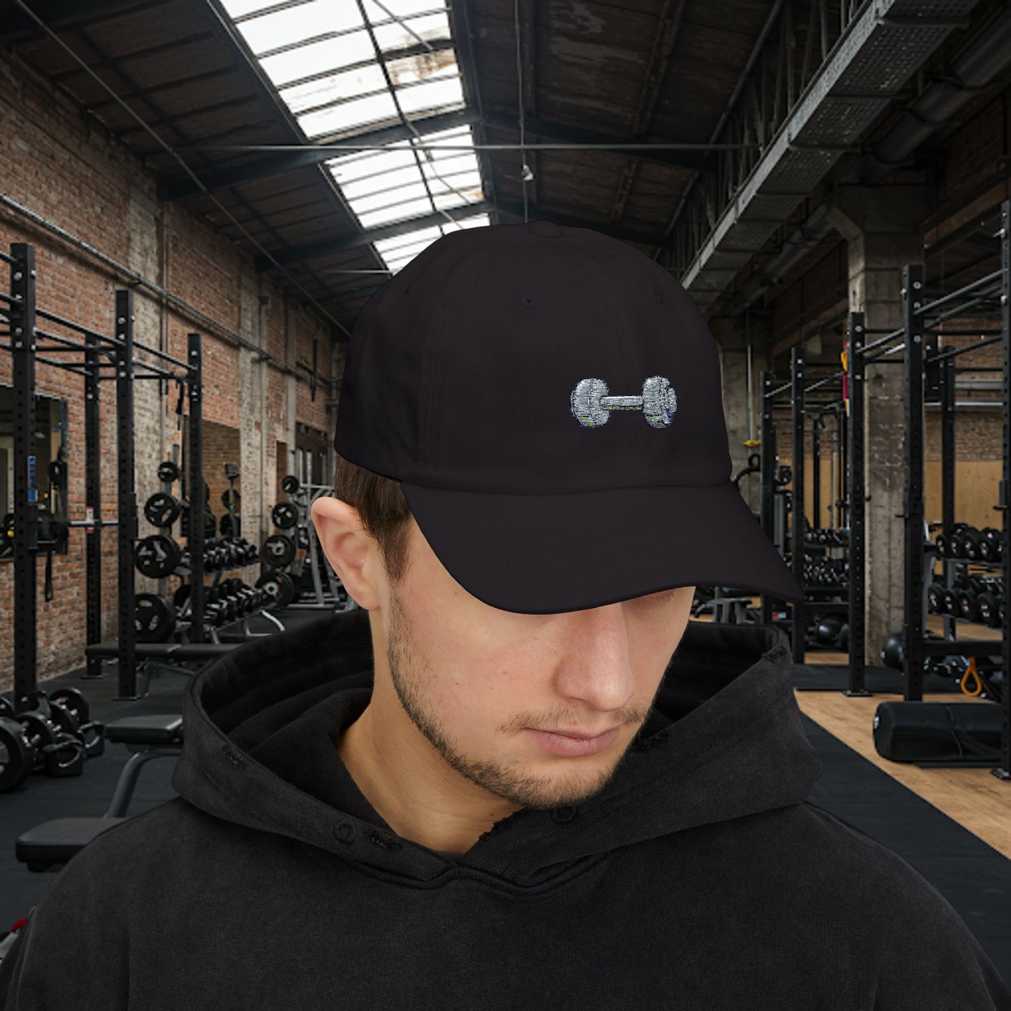 Embroidered Classic Dad Cap - Dumbbell