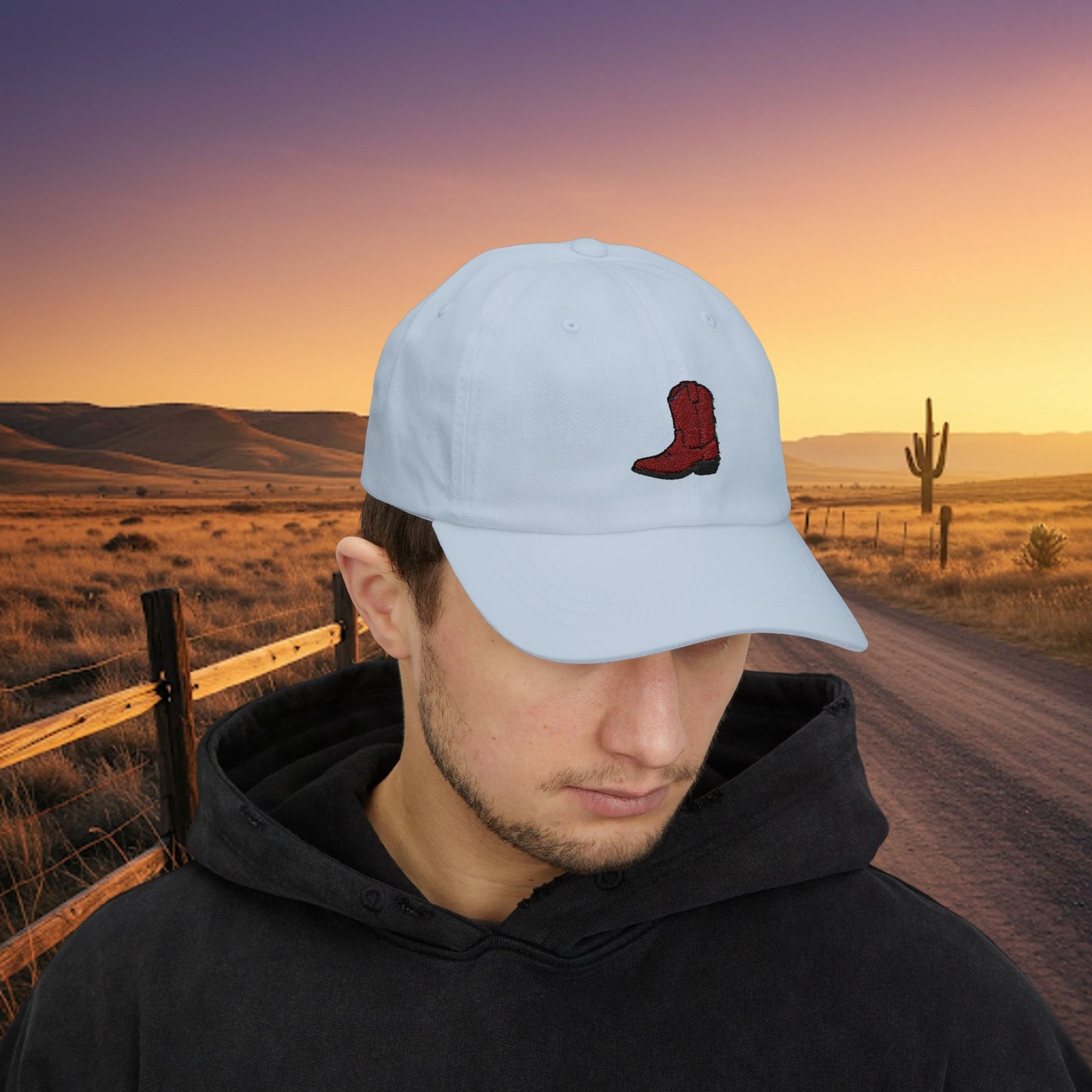 Embroidered Classic Dad Cap - Cowboy Boot