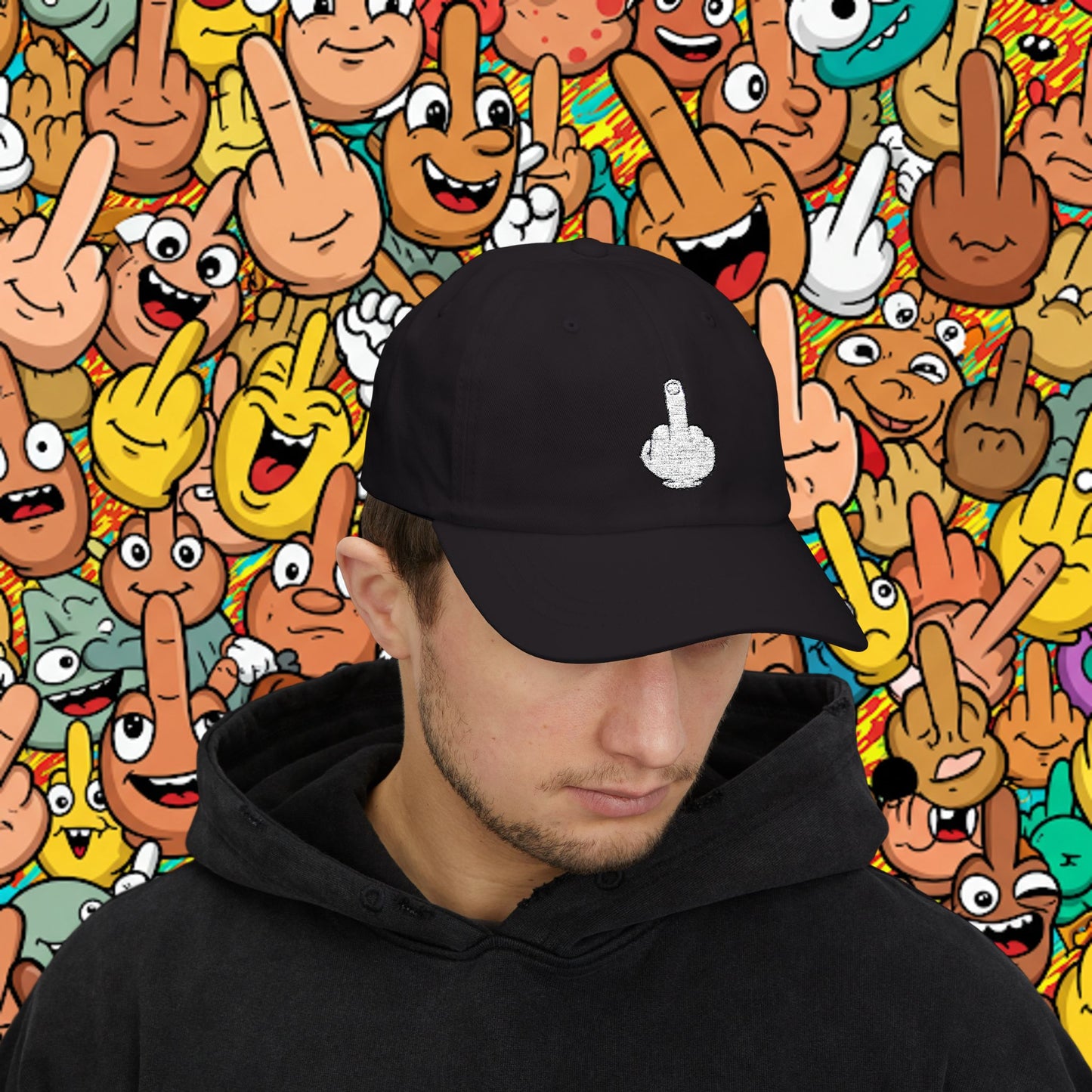 Embroidered Classic Dad Cap - Middle Finger