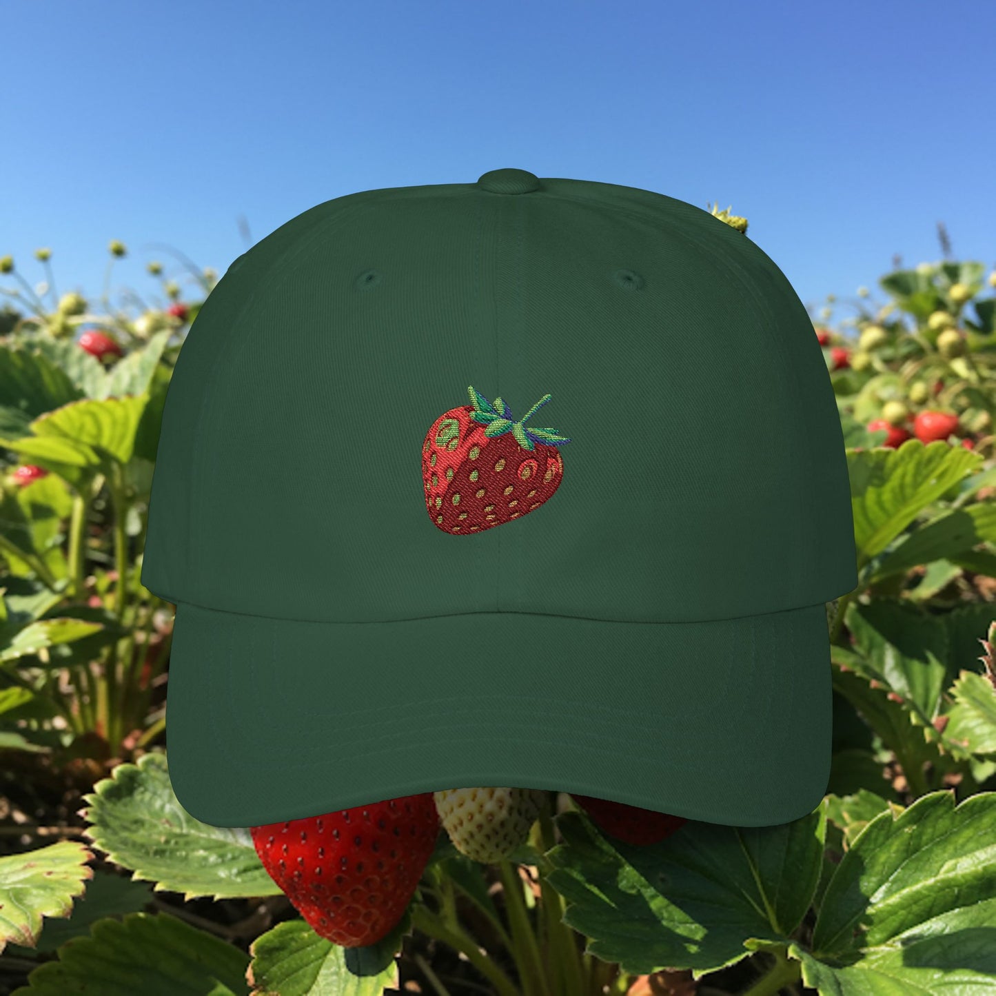 Embroidered Classic Dad Cap - Strawberry
