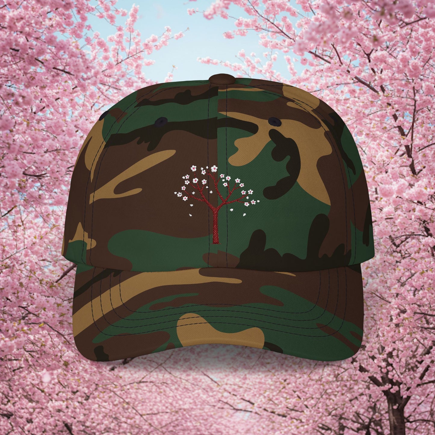 Embroidered Classic Dad Cap - Cherry Blossom