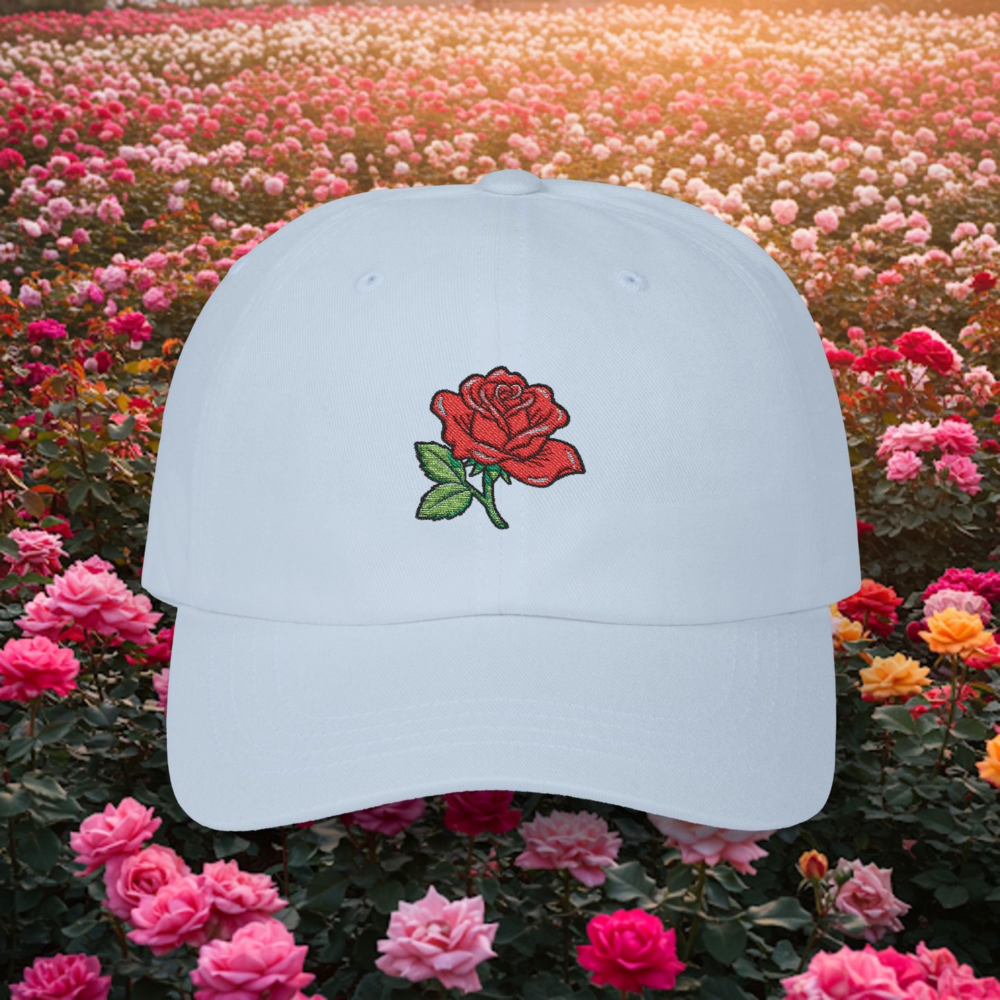 Embroidered Classic Dad Cap - Rose