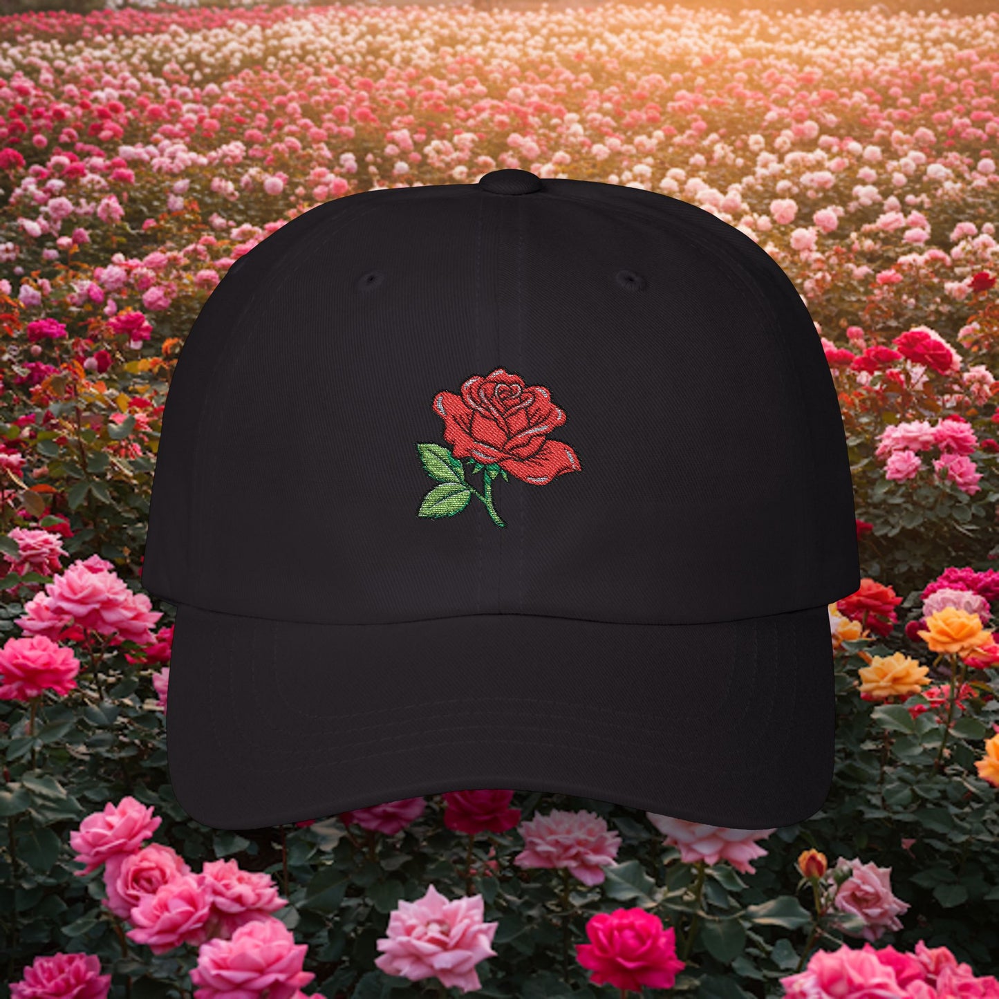 Embroidered Classic Dad Cap - Rose