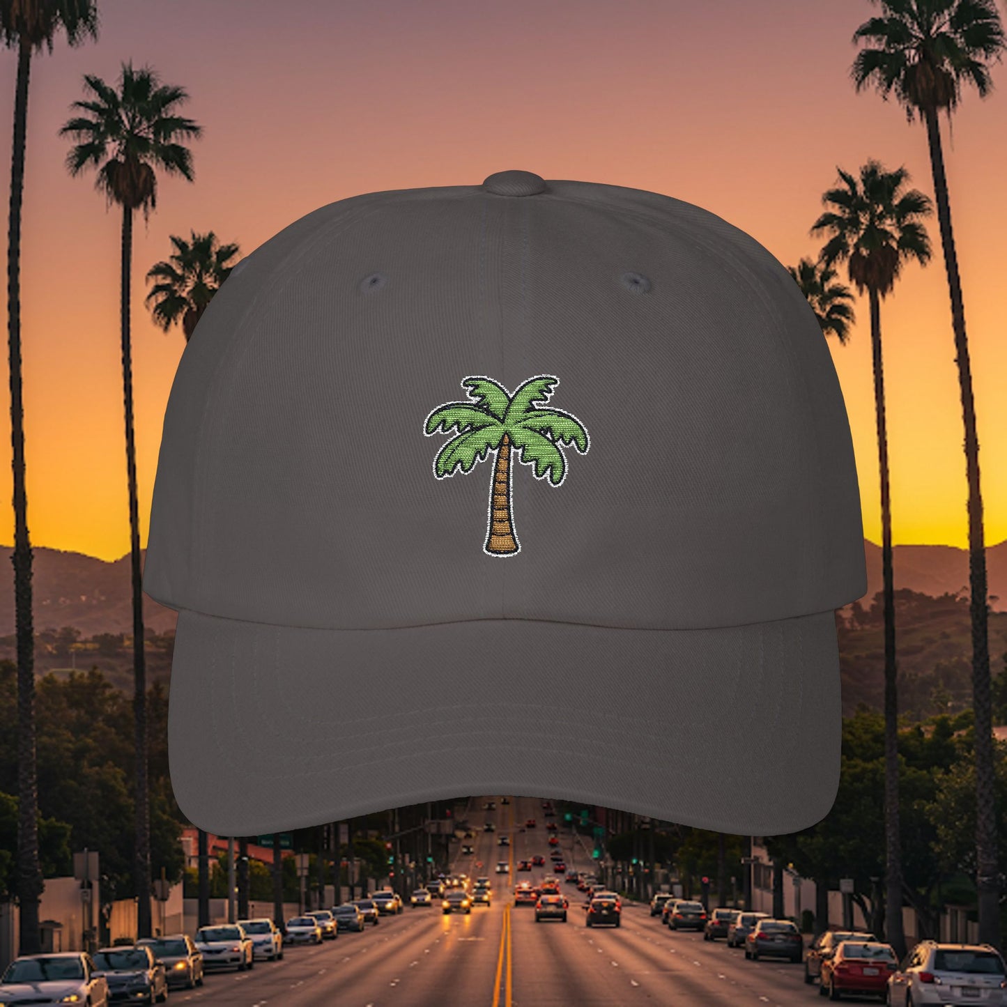 Embroidered Classic Dad Cap - Palm Tree