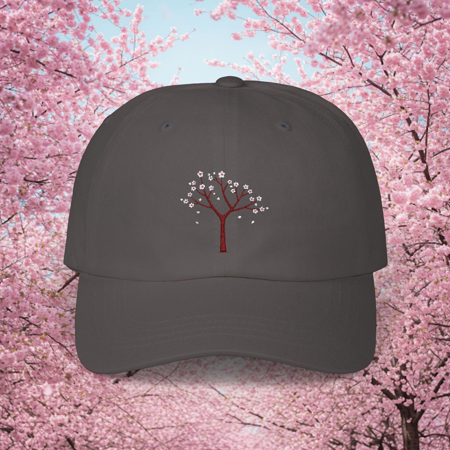 Embroidered Classic Dad Cap - Cherry Blossom
