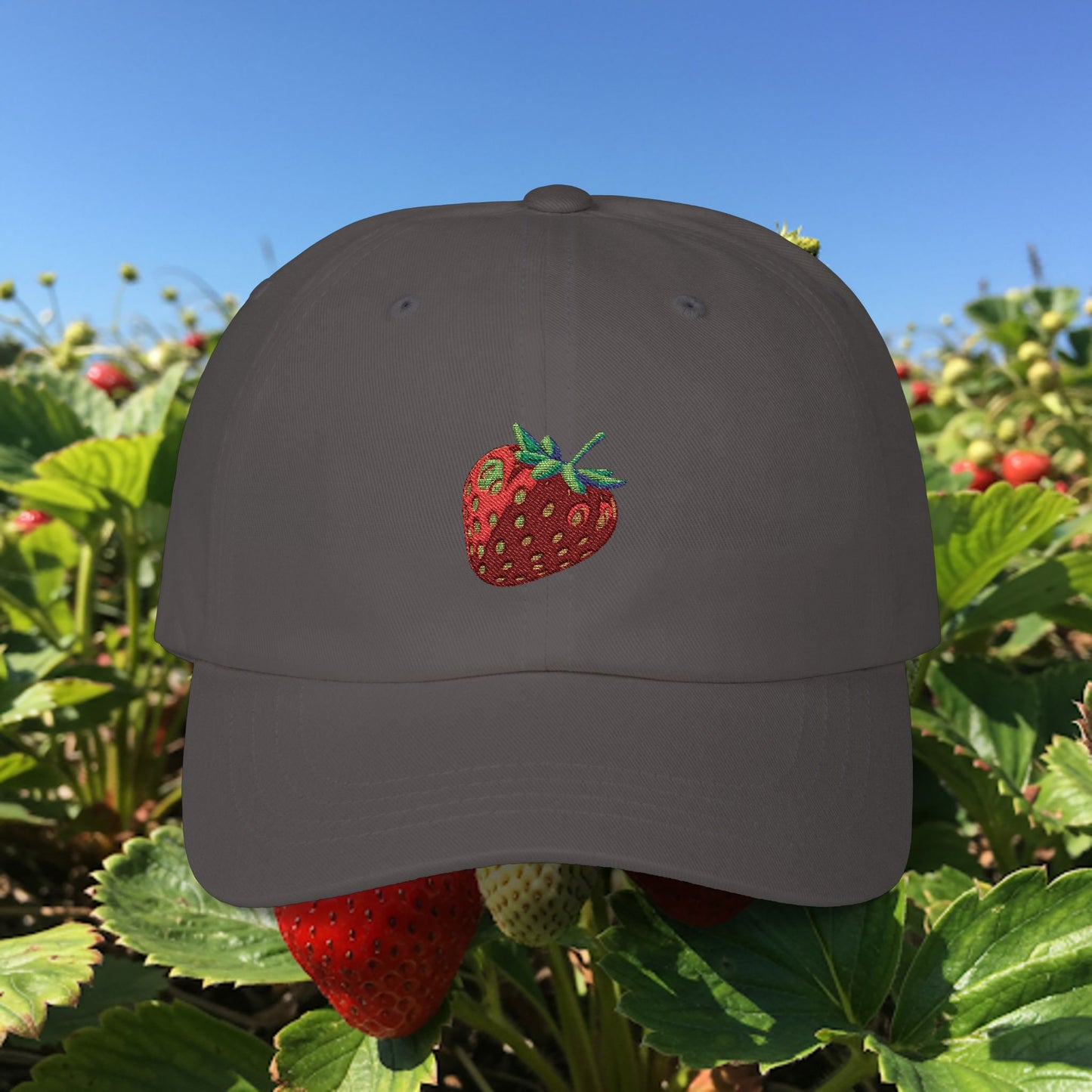 Embroidered Classic Dad Cap - Strawberry