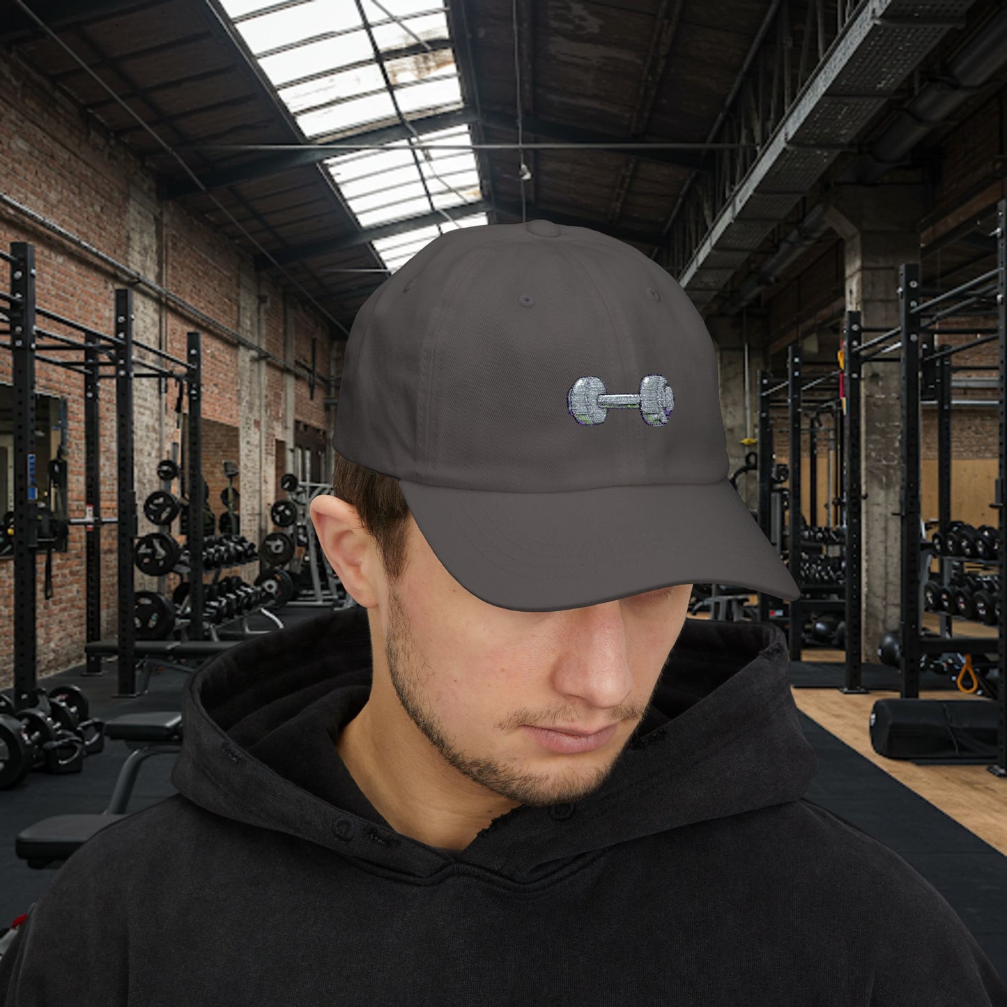 Embroidered Classic Dad Cap - Dumbbell