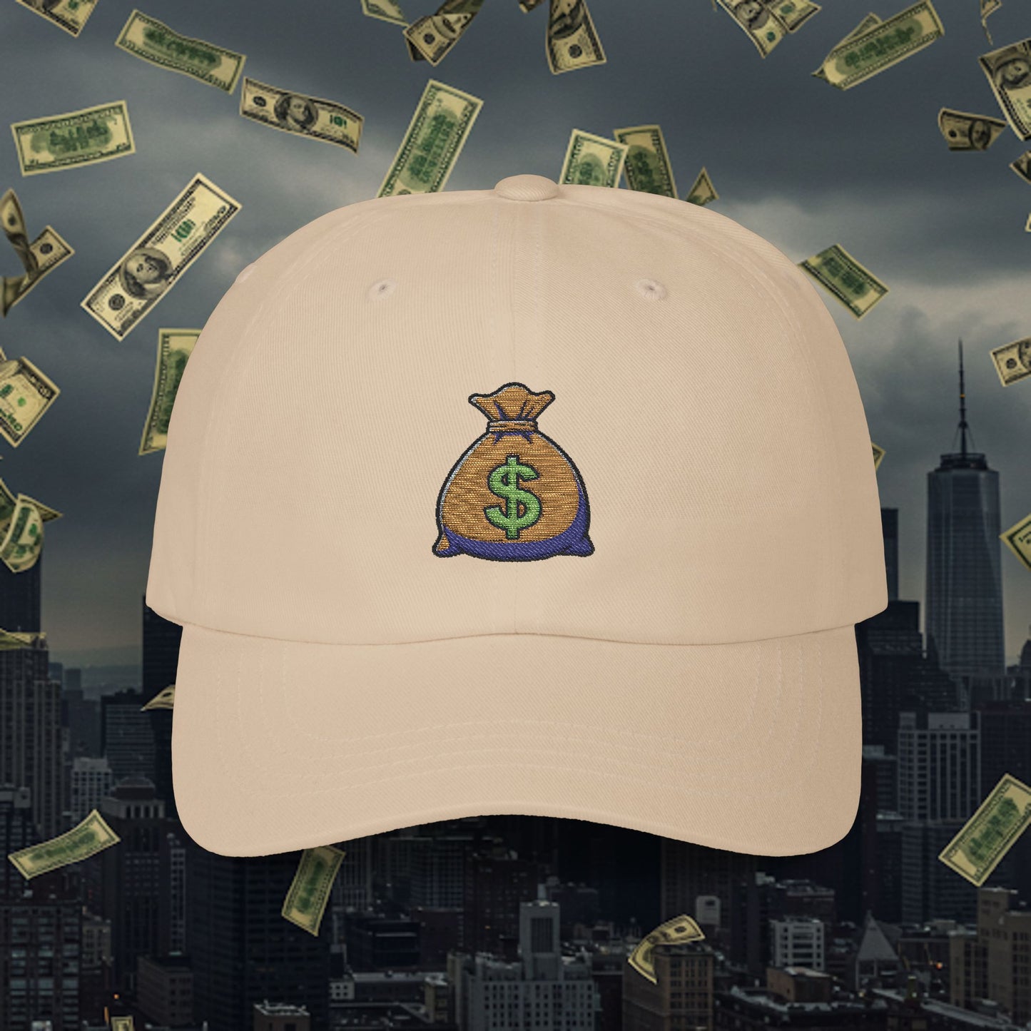 Embroidered Classic Dad Cap - Money Bag