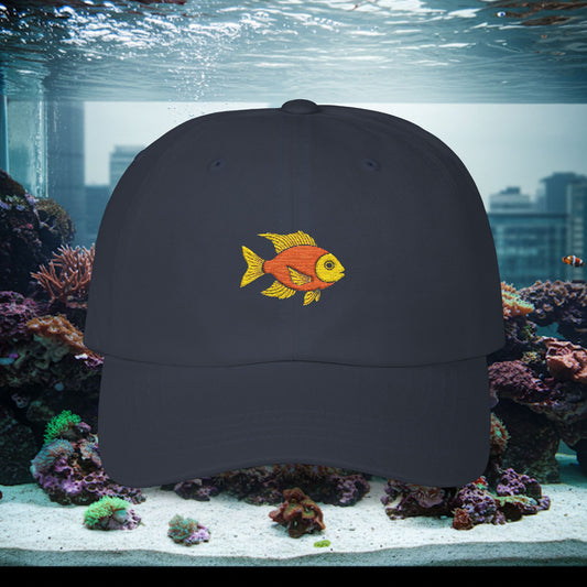 Embroidered Classic Dad Cap - Gold Fish