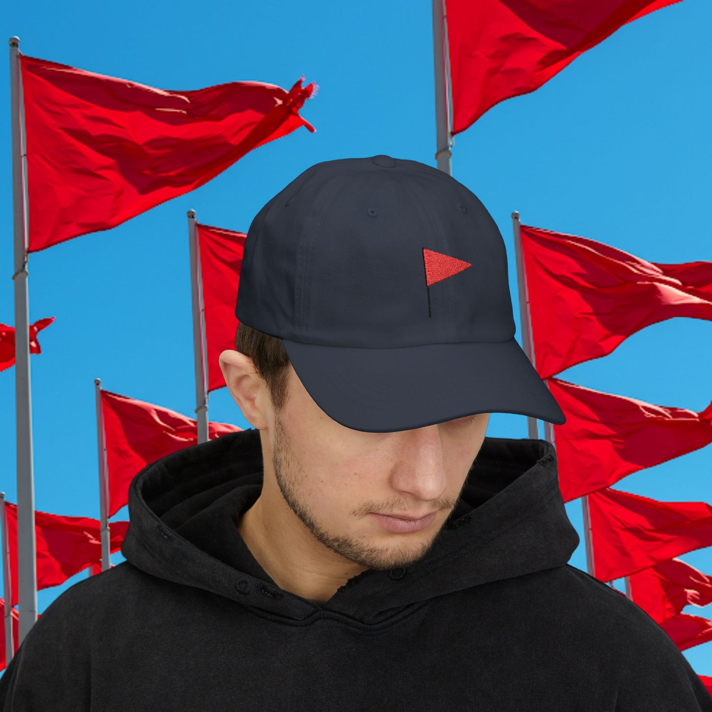 Embroidered Classic Dad Cap - Red Flag