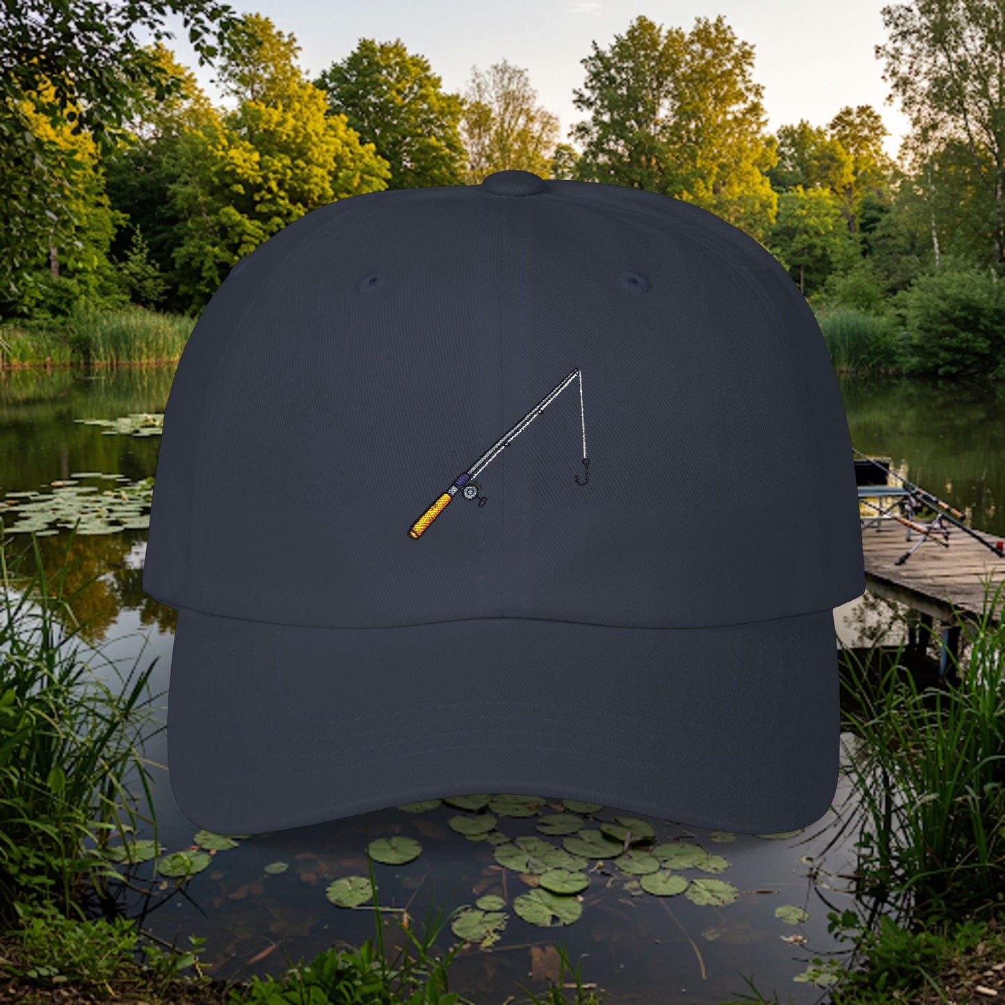 Embroidered Classic Dad Cap - Fishing Pole