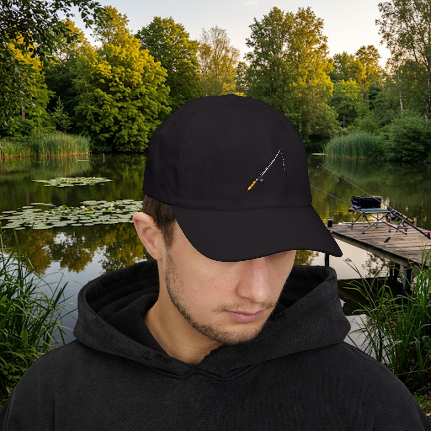 Embroidered Classic Dad Cap - Fishing Pole