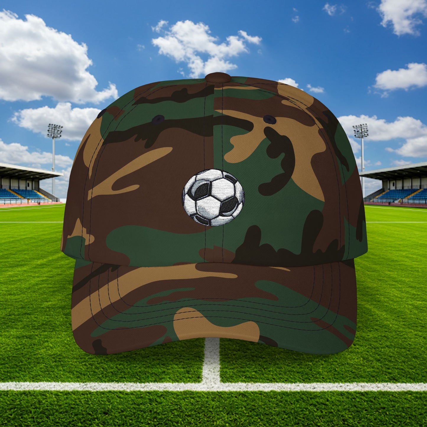 Embroidered Classic Dad Cap - Soccer Ball