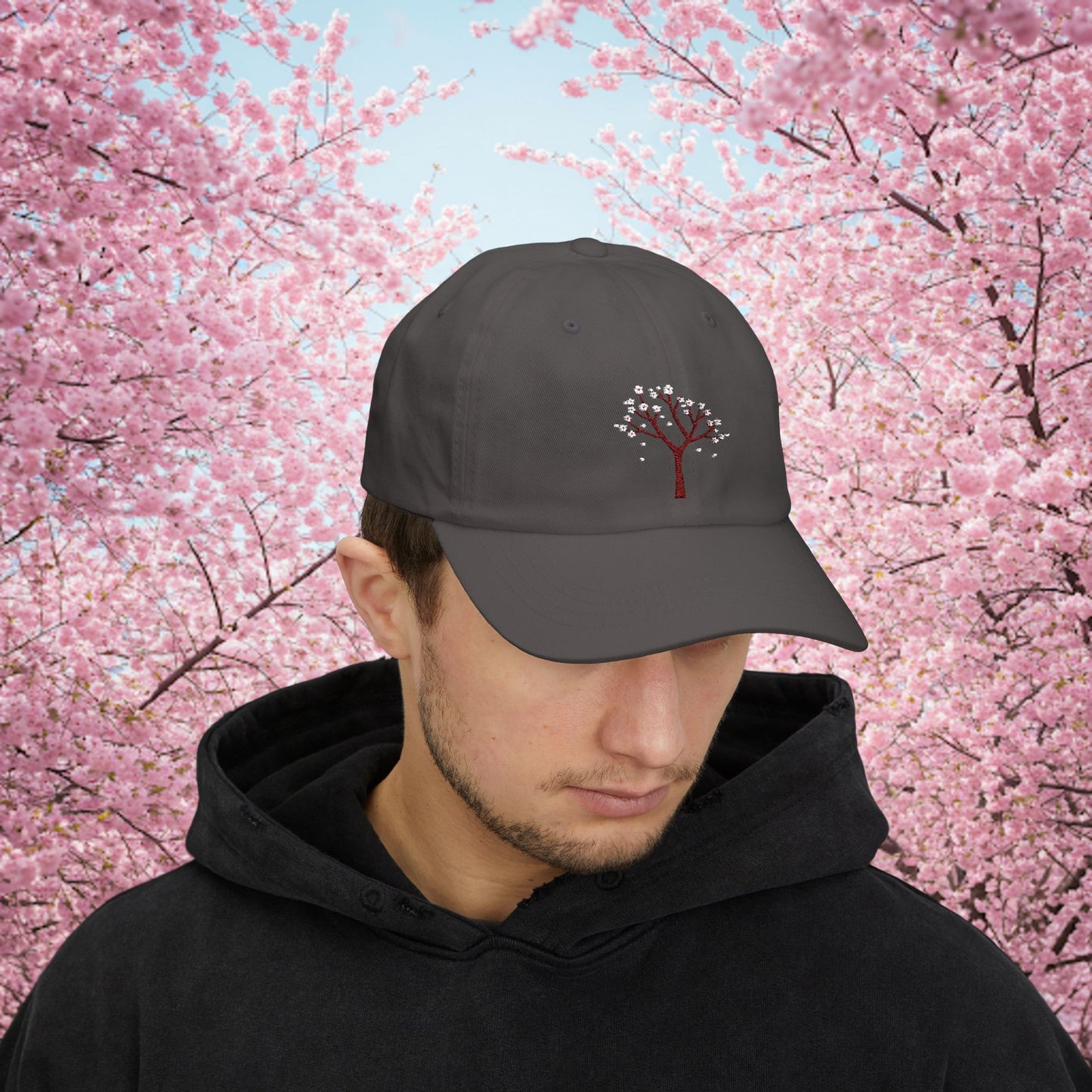 Embroidered Classic Dad Cap - Cherry Blossom