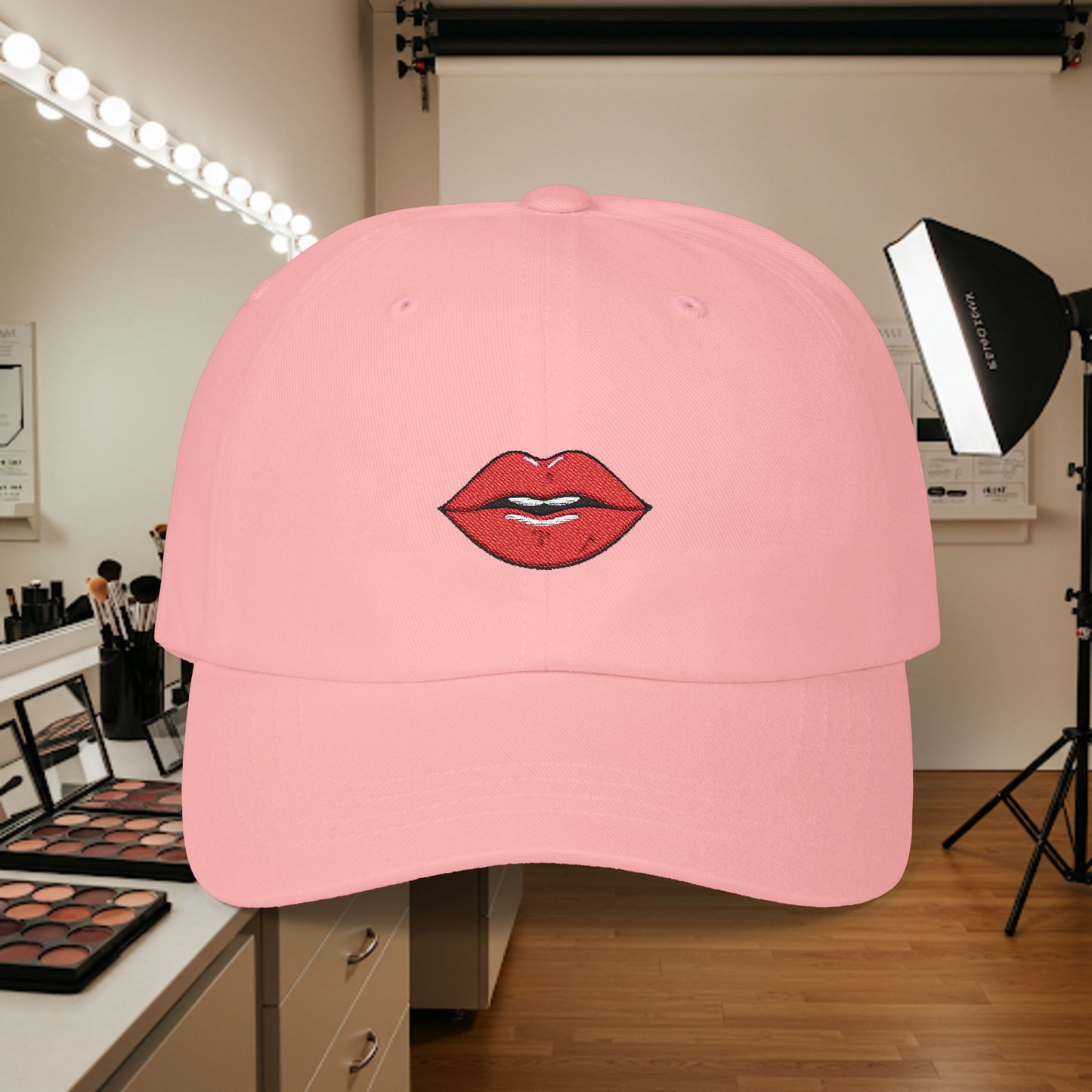 Embroidered Classic Dad Cap - Red Lips