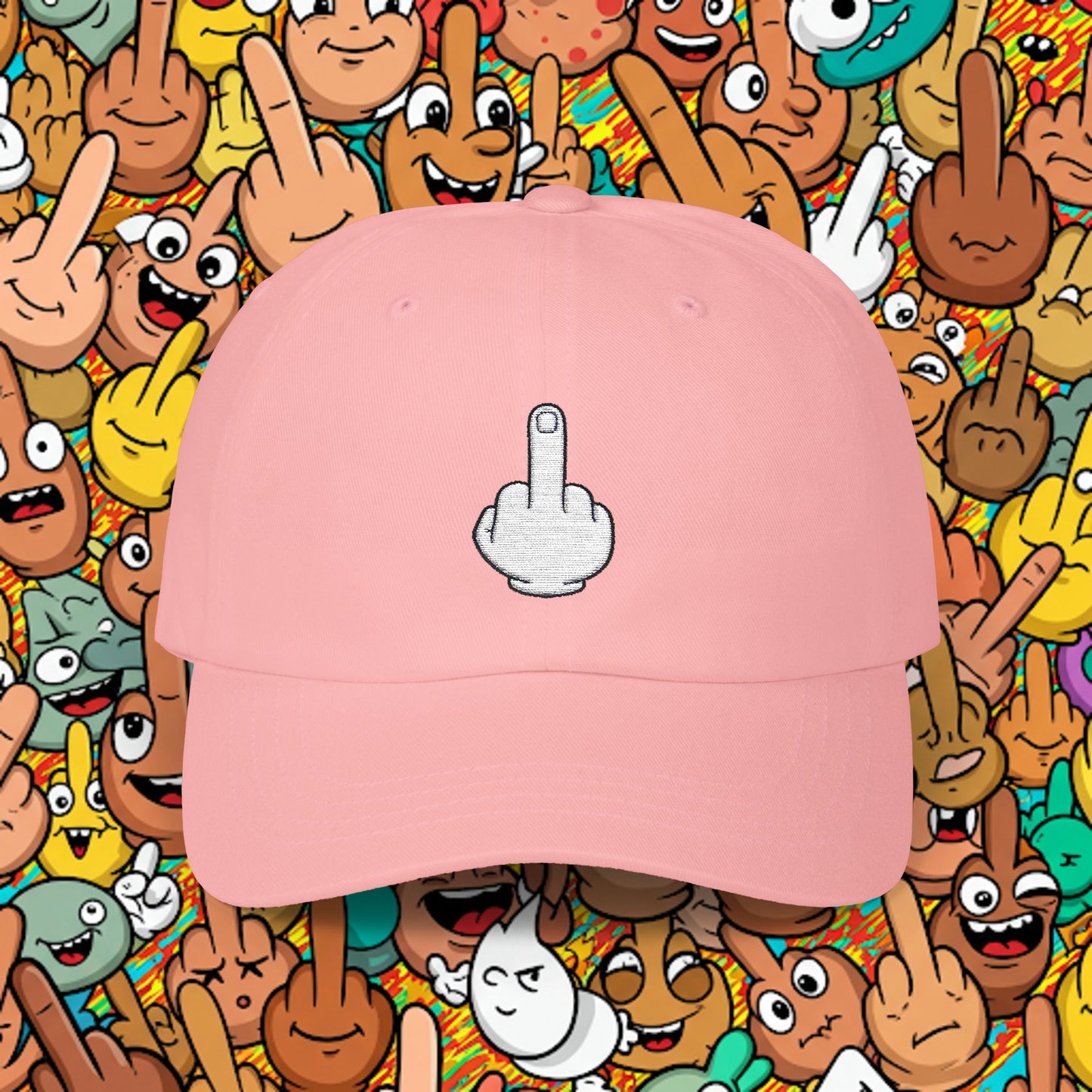 Embroidered Classic Dad Cap - Middle Finger