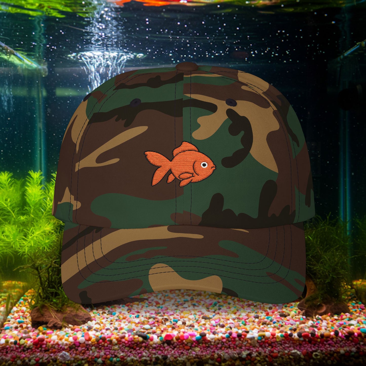 Embroidered Classic Dad Cap - Goldfish