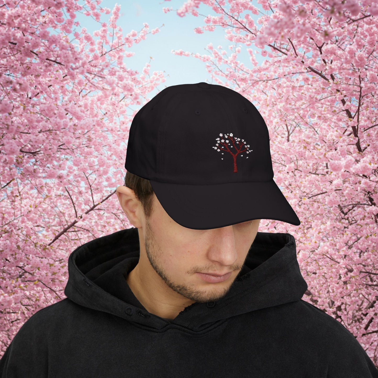 Embroidered Classic Dad Cap - Cherry Blossom