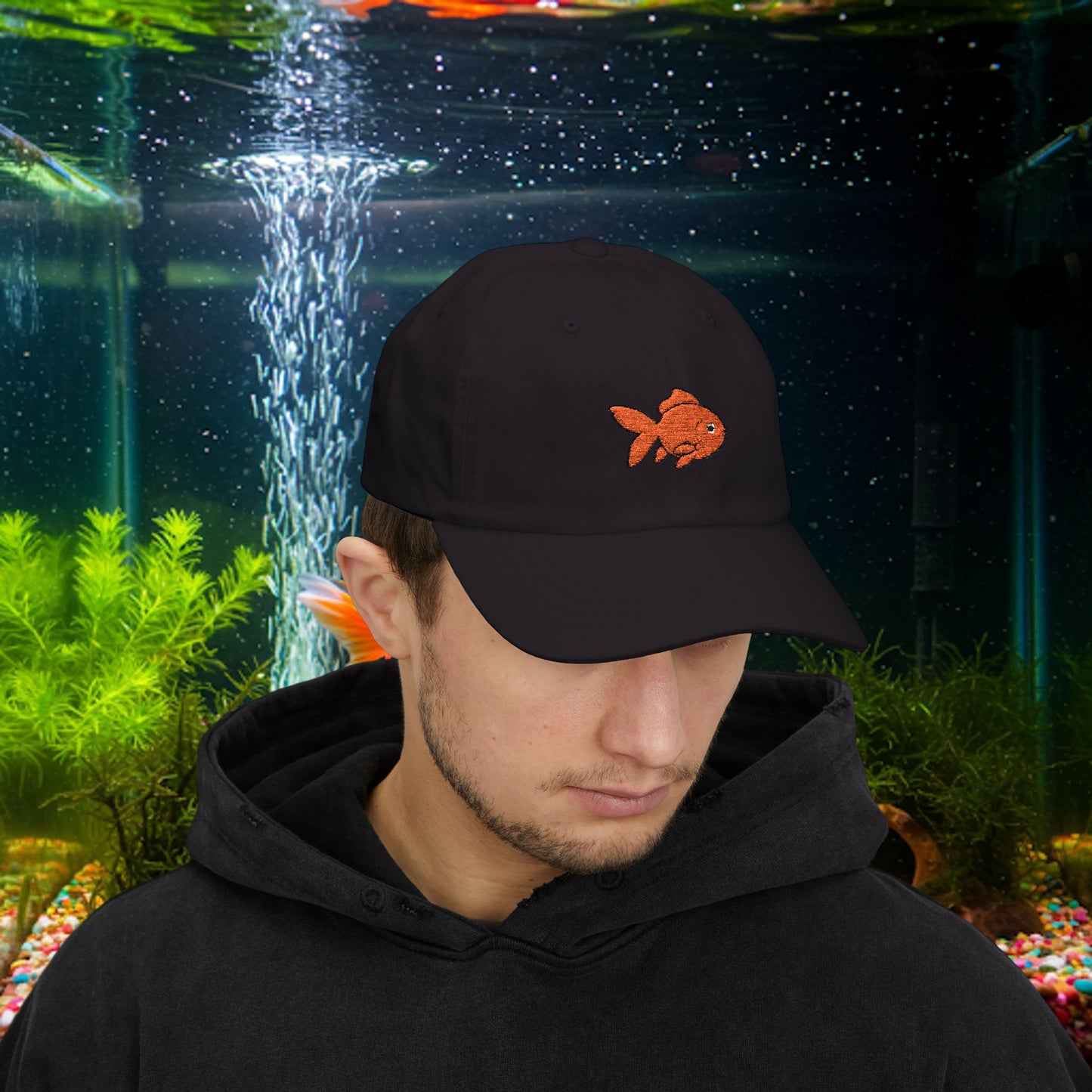 Embroidered Classic Dad Cap - Goldfish